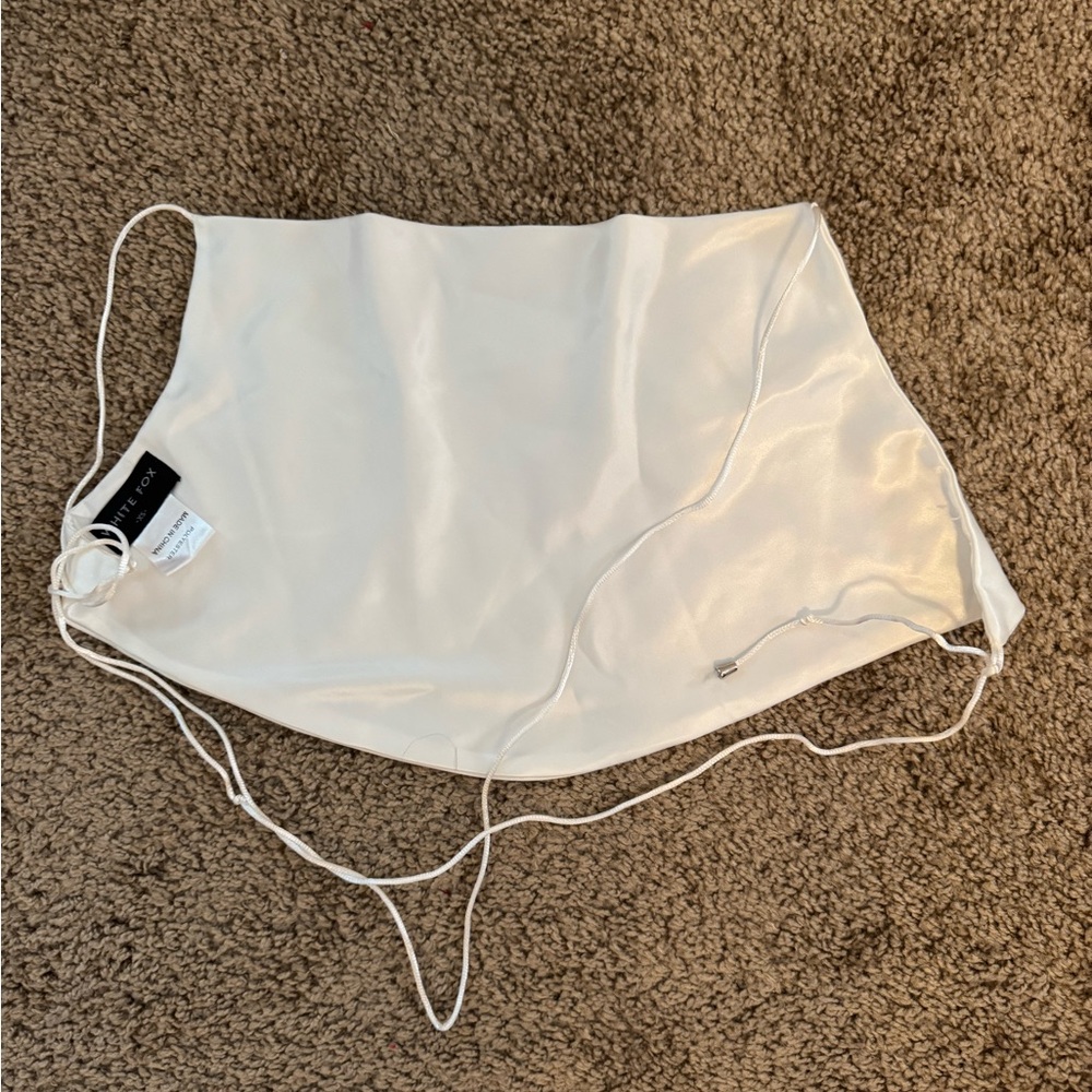 White Fox White Satin Backless Top!